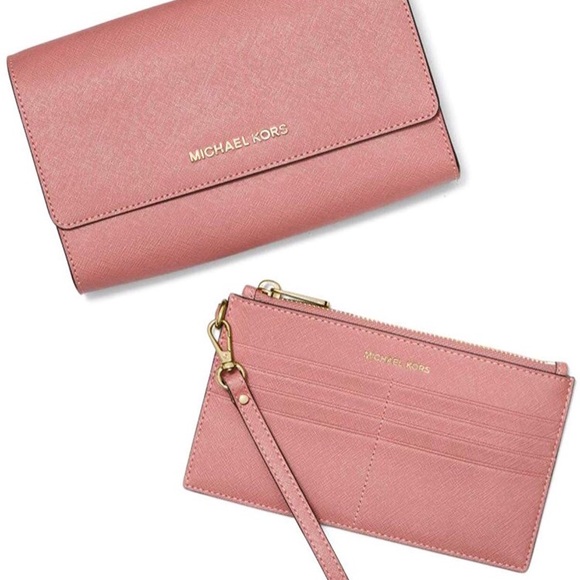 MICHAEL Michael Kors Handbags - Michael Kors jet set rose clutch cross body